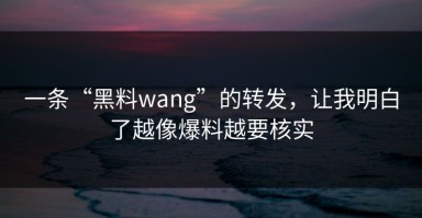 一条“黑料wang”的转发，让我明白了越像爆料越要核实