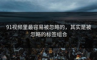 91视频里最容易被忽略的，其实是被忽略的标签组合