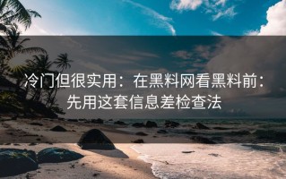 冷门但很实用：在黑料网看黑料前：先用这套信息差检查法