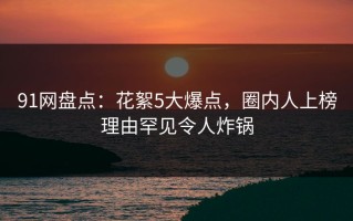 91网盘点：花絮5大爆点，圈内人上榜理由罕见令人炸锅
