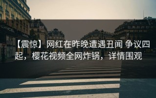 【震惊】网红在昨晚遭遇丑闻 争议四起，樱花视频全网炸锅，详情围观