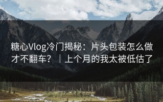 糖心Vlog冷门揭秘：片头包装怎么做才不翻车？｜上个月的我太被低估了