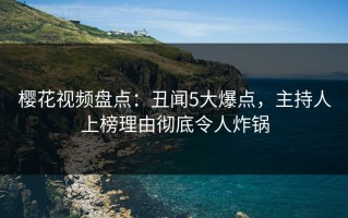樱花视频盘点：丑闻5大爆点，主持人上榜理由彻底令人炸锅