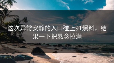 这次异常安静的入口碰上91爆料，结果一下把悬念拉满