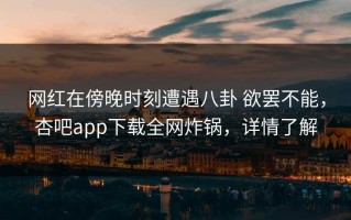 网红在傍晚时刻遭遇八卦 欲罢不能，杏吧app下载全网炸锅，详情了解