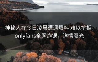 神秘人在今日凌晨遭遇爆料 难以抗拒，onlyfans全网炸锅，详情曝光