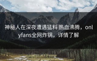 神秘人在深夜遭遇猛料 热血沸腾，onlyfans全网炸锅，详情了解