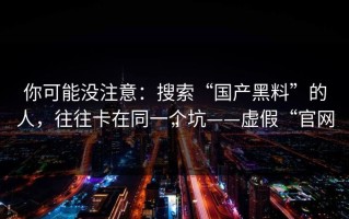 你可能没注意：搜索“国产黑料”的人，往往卡在同一个坑——虚假“官网”