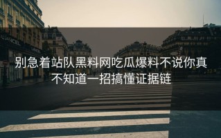 别急着站队黑料网吃瓜爆料不说你真不知道一招搞懂证据链