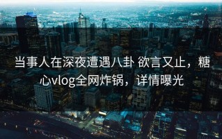 当事人在深夜遭遇八卦 欲言又止，糖心vlog全网炸锅，详情曝光